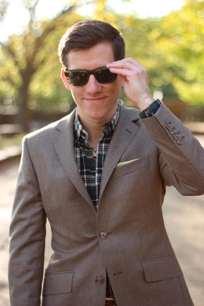 Brown suit flannel shirt