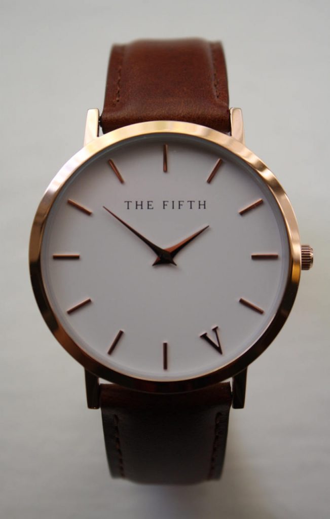 Plain face brown leather watch