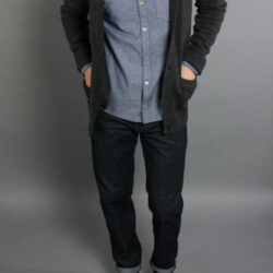 Chambray shirt grey cardigan