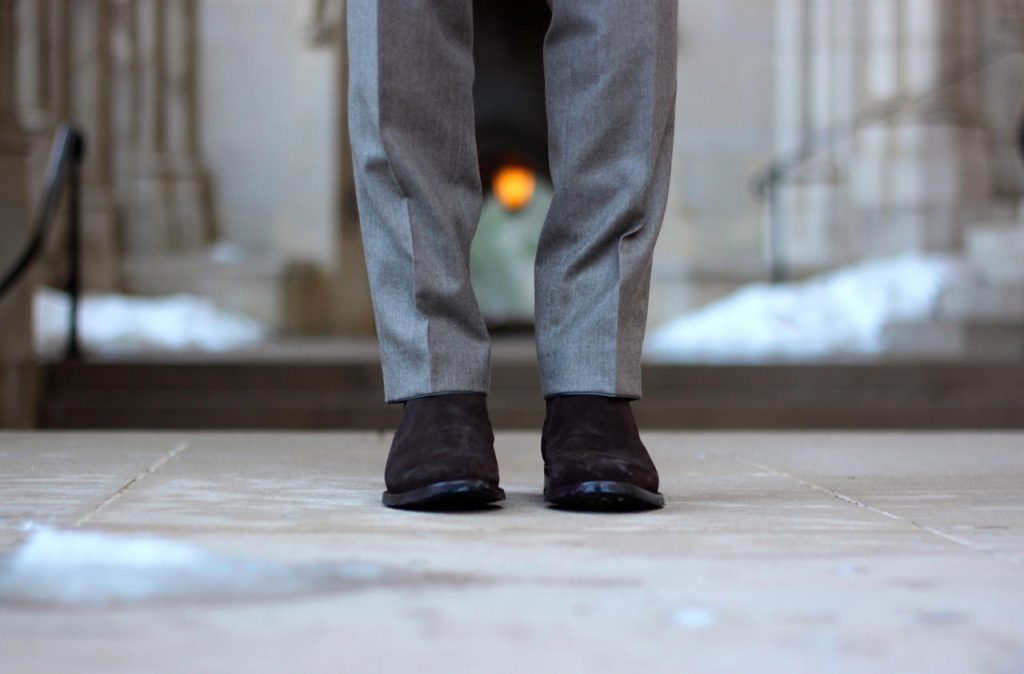 Chocolate suede Chelsea boots