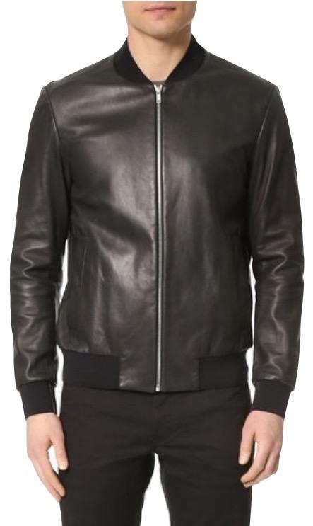 Leather bomber jacket