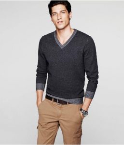 V-neck sweater worn alone