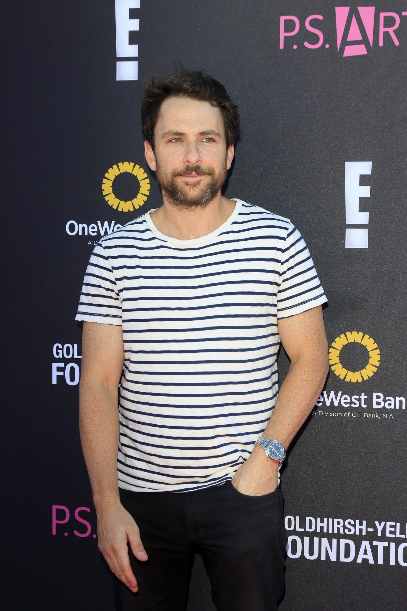 Charlie Day striped tshirt