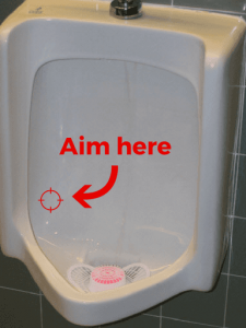 Where to aim in urinal