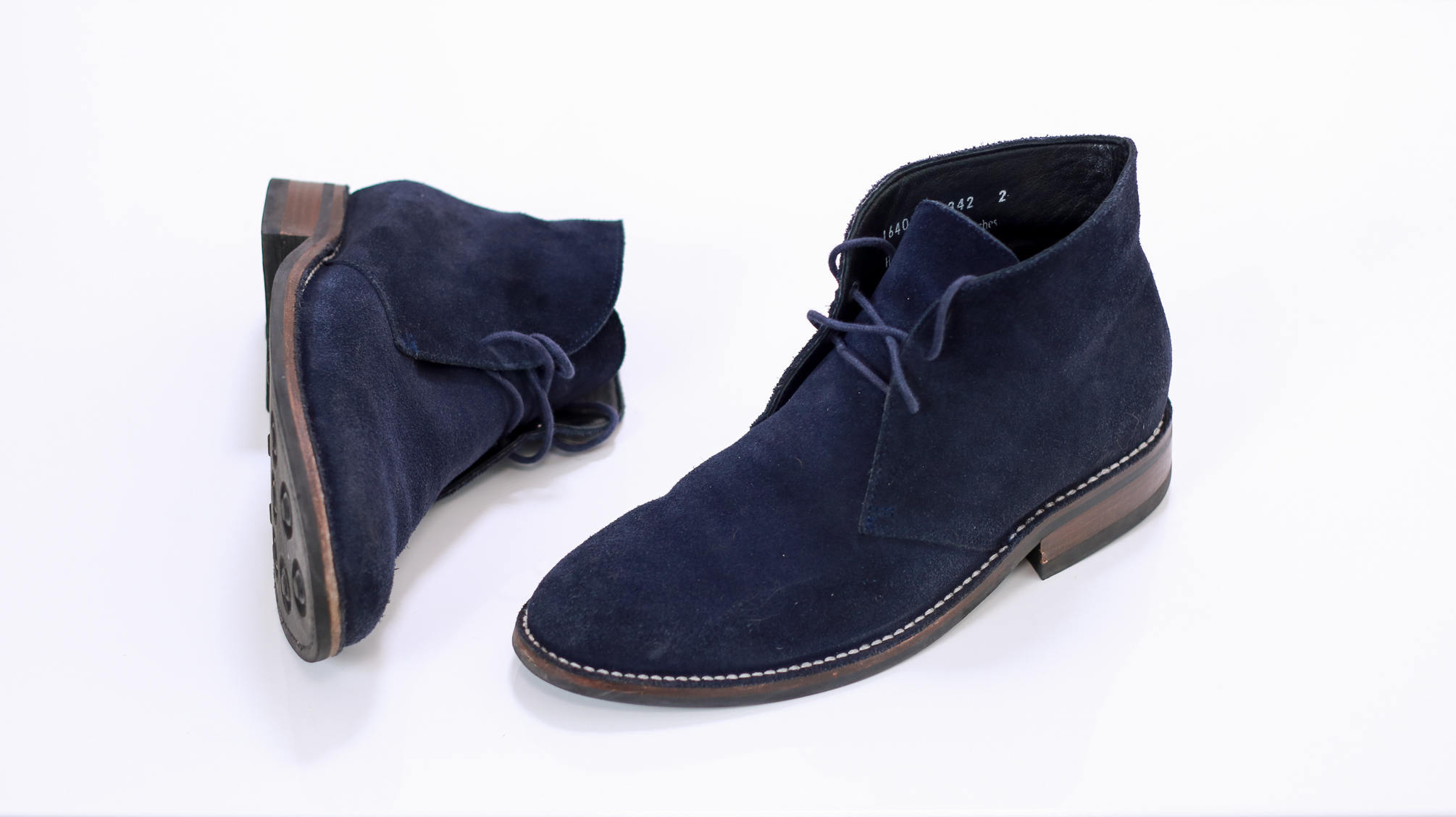 Blue suede chukkas