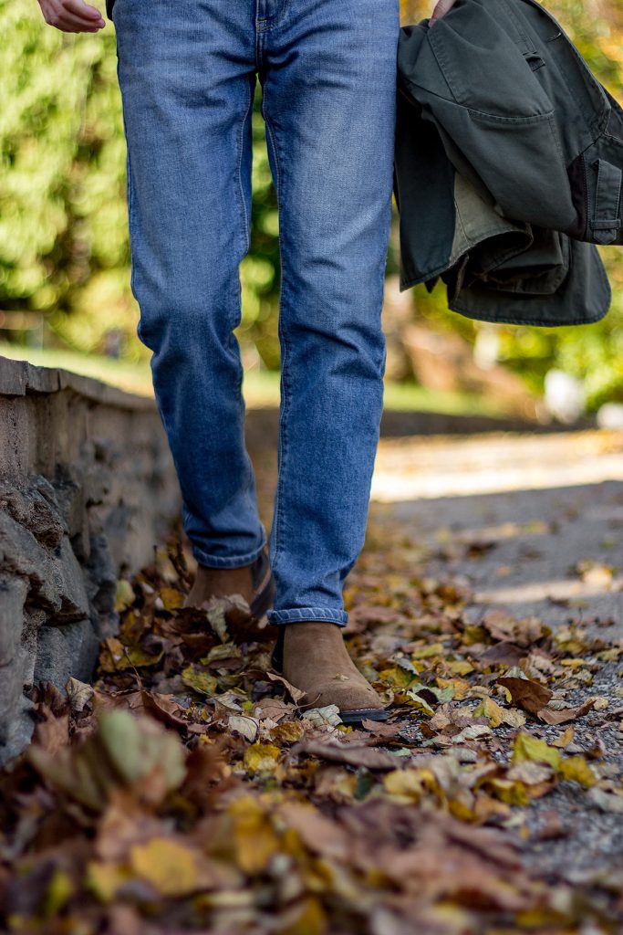 Walking through leaves