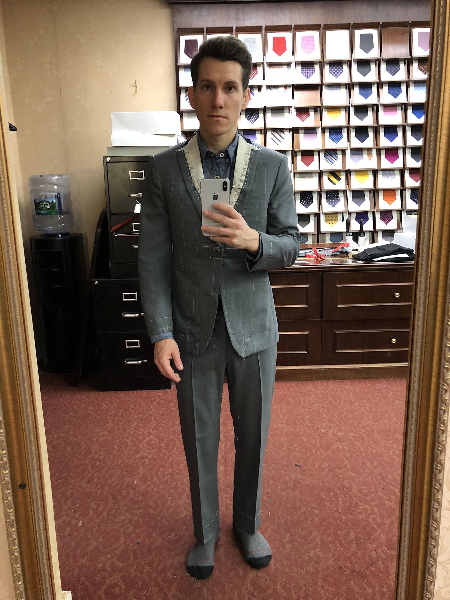 Alan David bespoke suit basted fitting