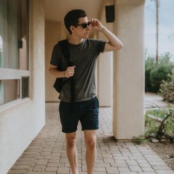 White sneakers, shorts and t-shirt