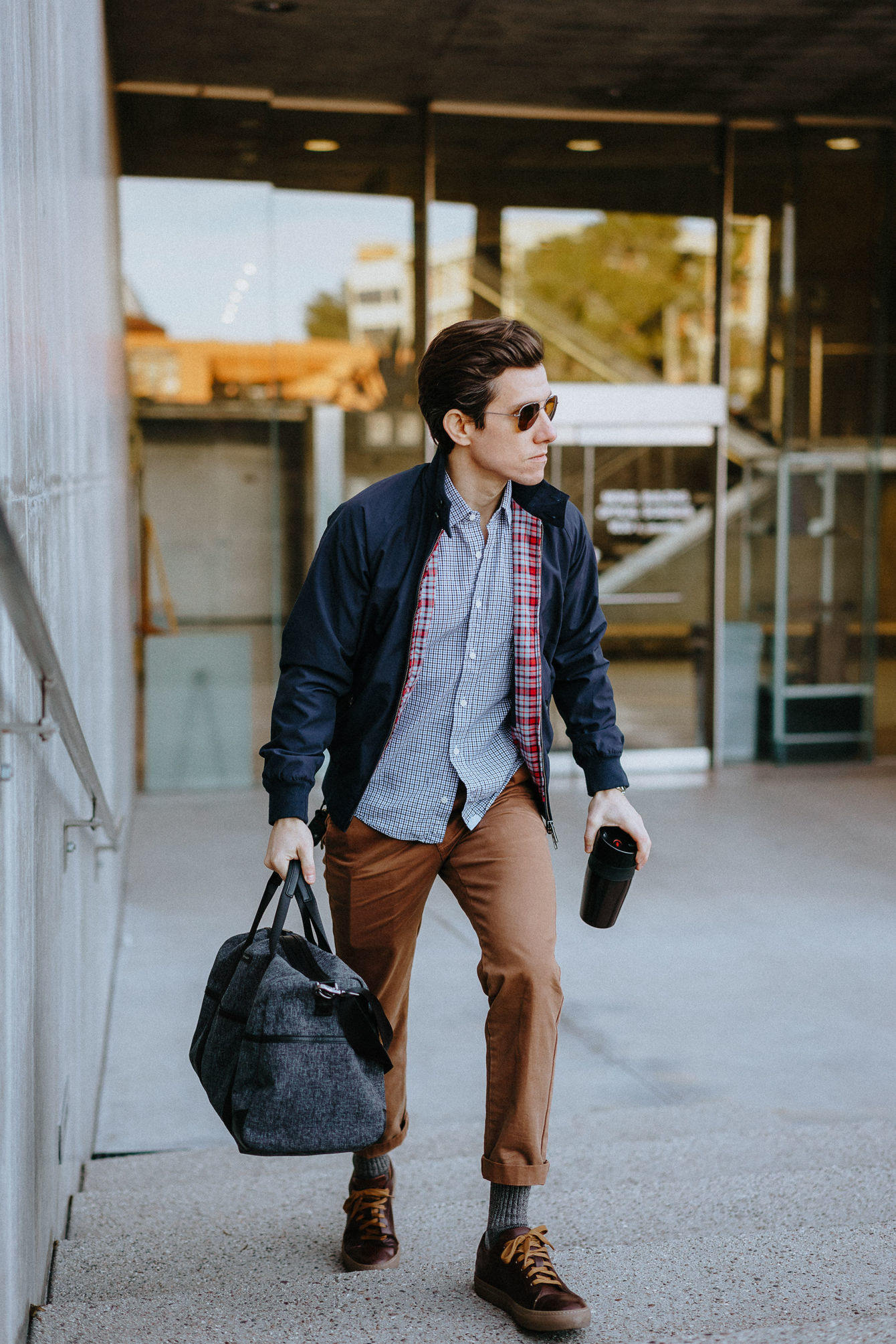 Brock wearing Harrington jacket