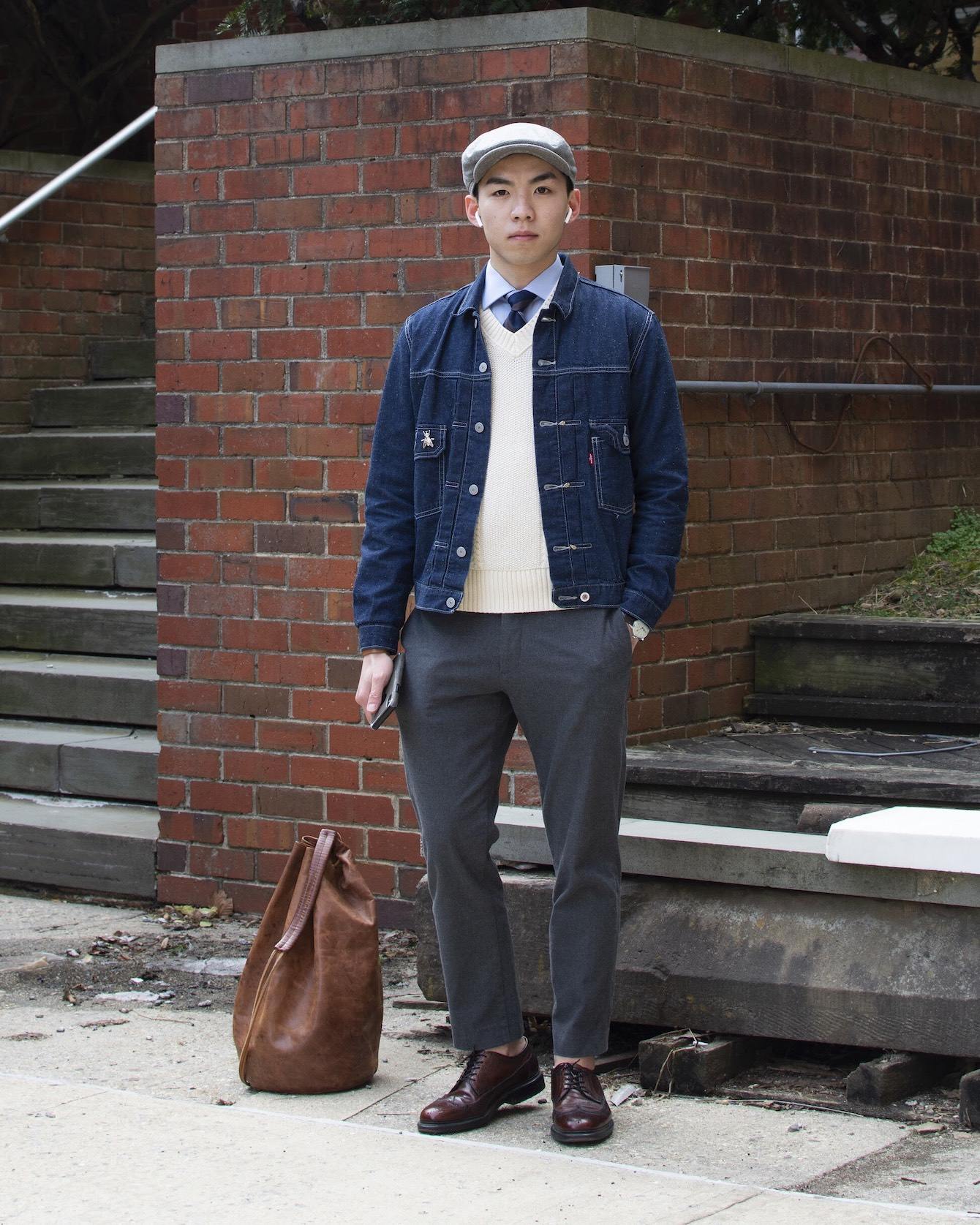 Humphrey Tsui wearing a preppy outfit
