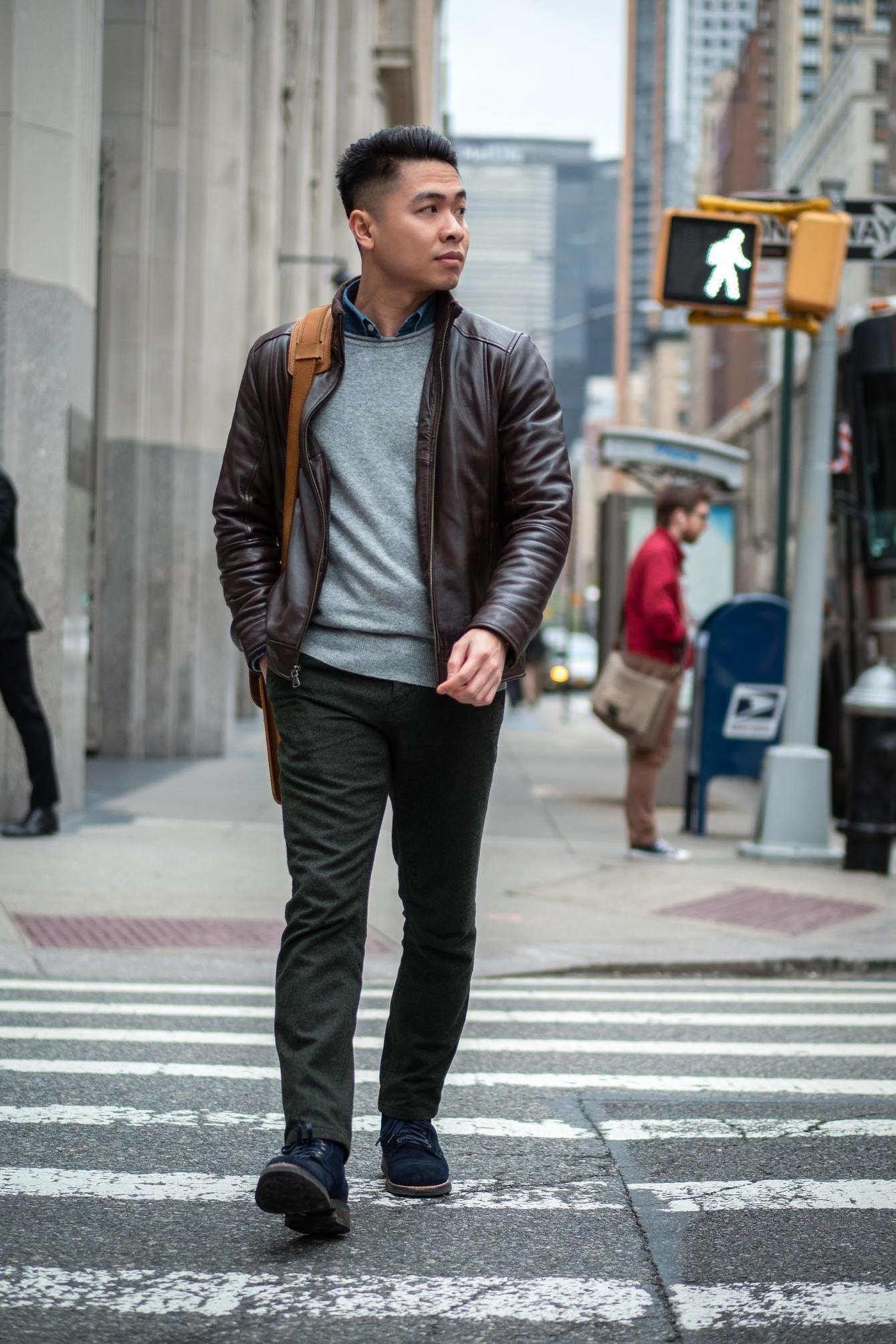 Khoi in NYC wearing smart casual outfit