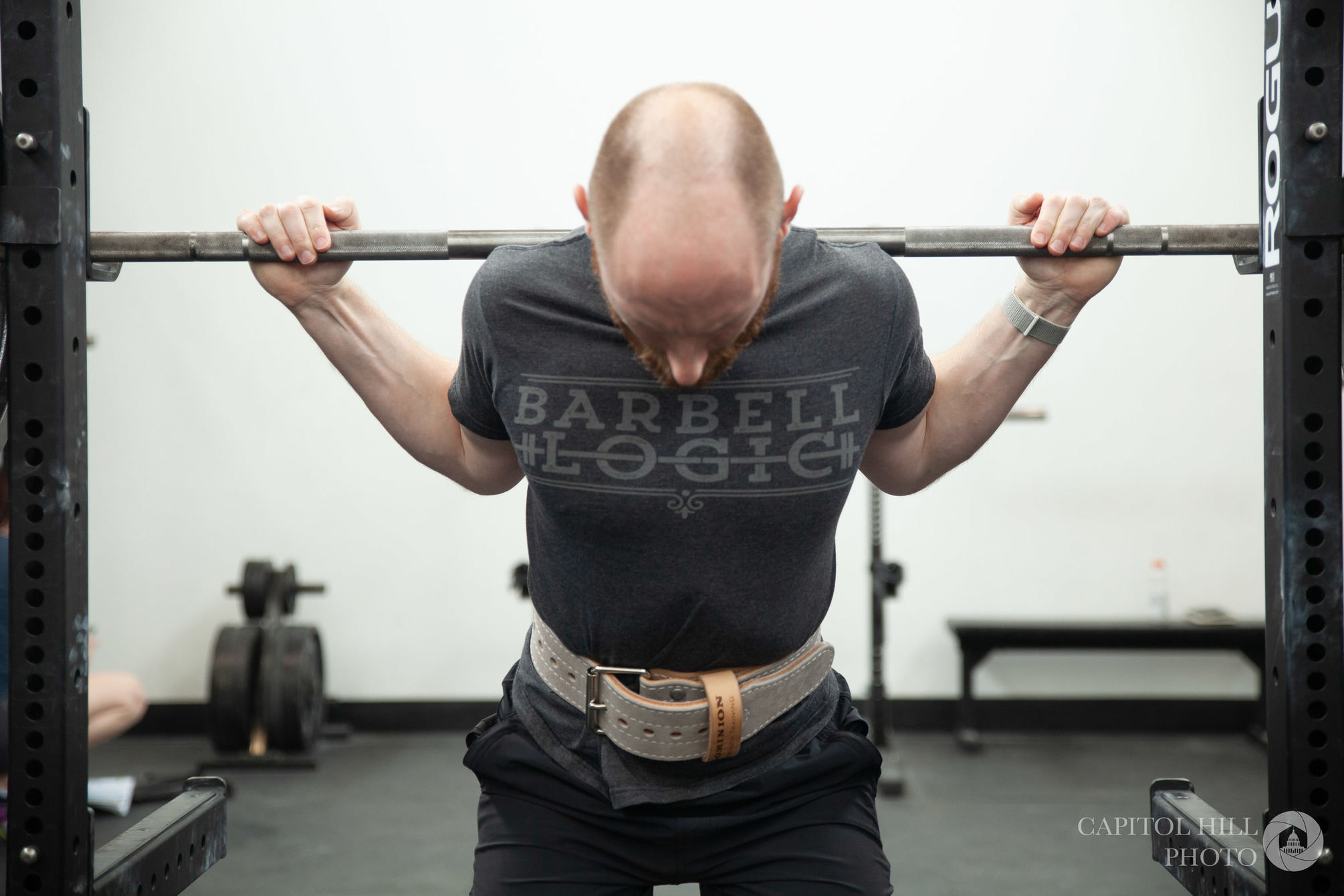 Dominion Strength grey suede belt