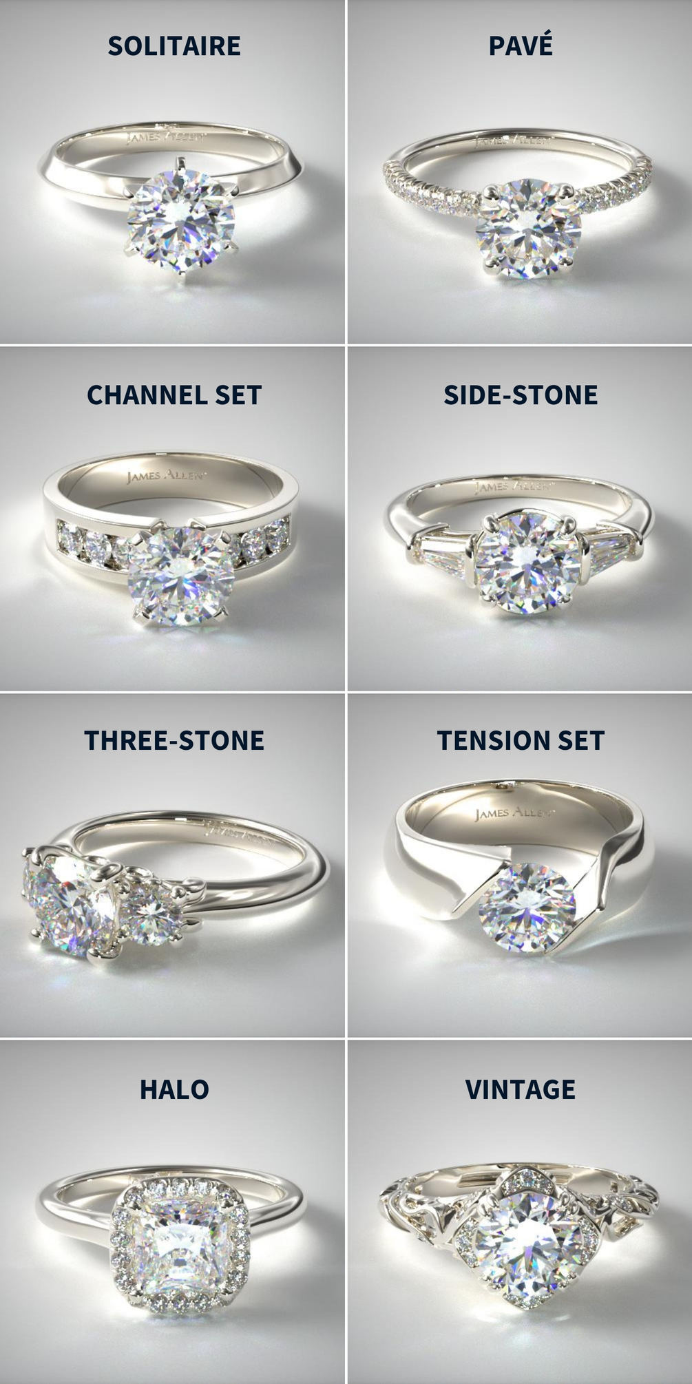 Engagement ring setting styles