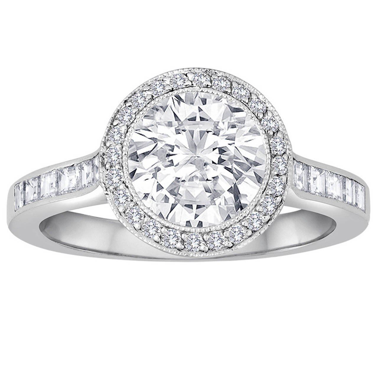 1.67 ct Tiffancy halo diamond engagement ring