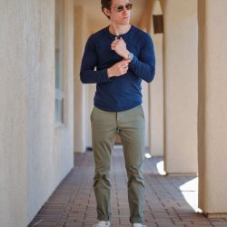 Blue henley olive chinos