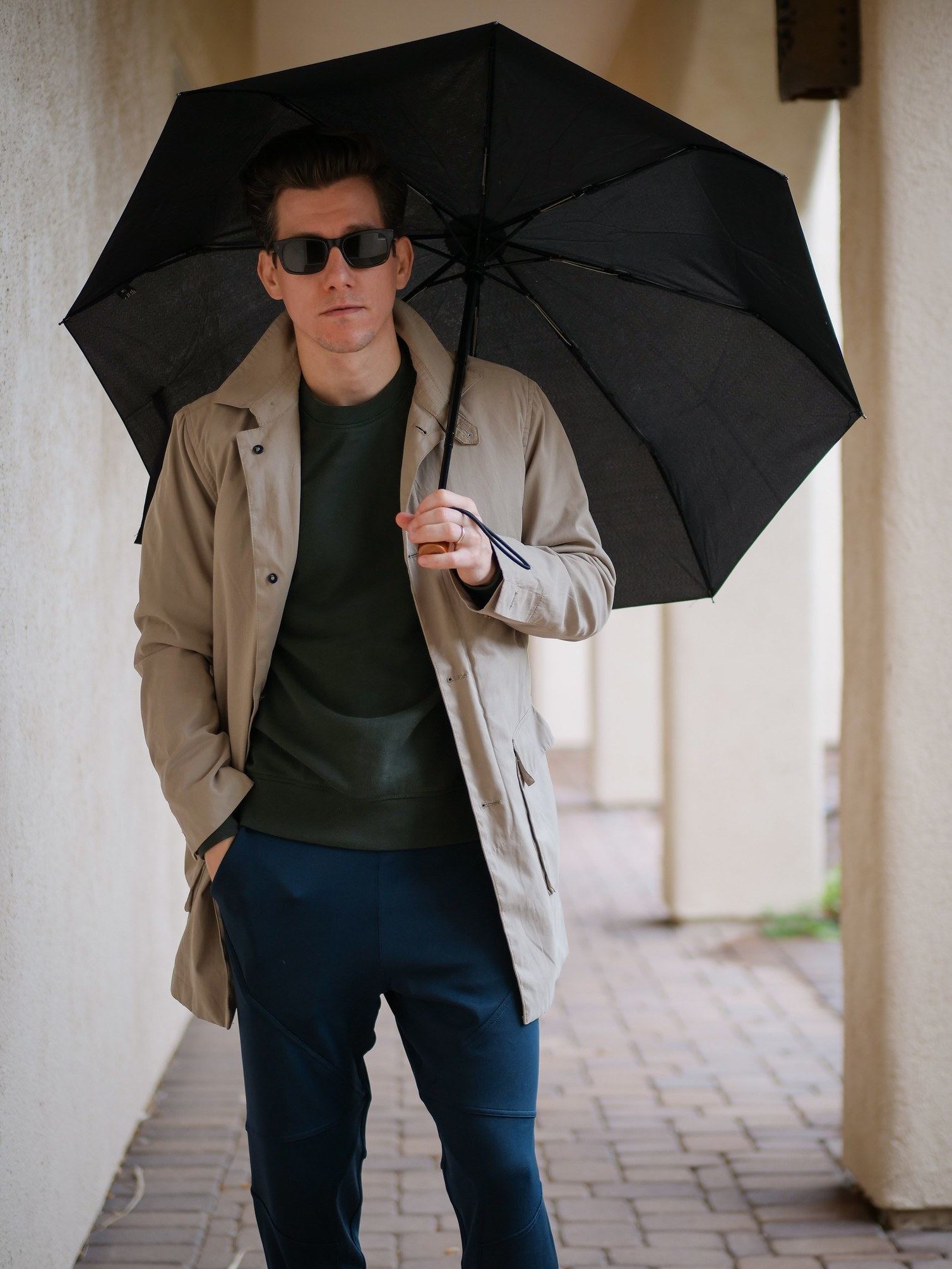 Tan Raincoat With Joggers