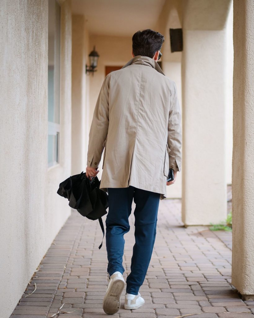 Tan Raincoat With Joggers