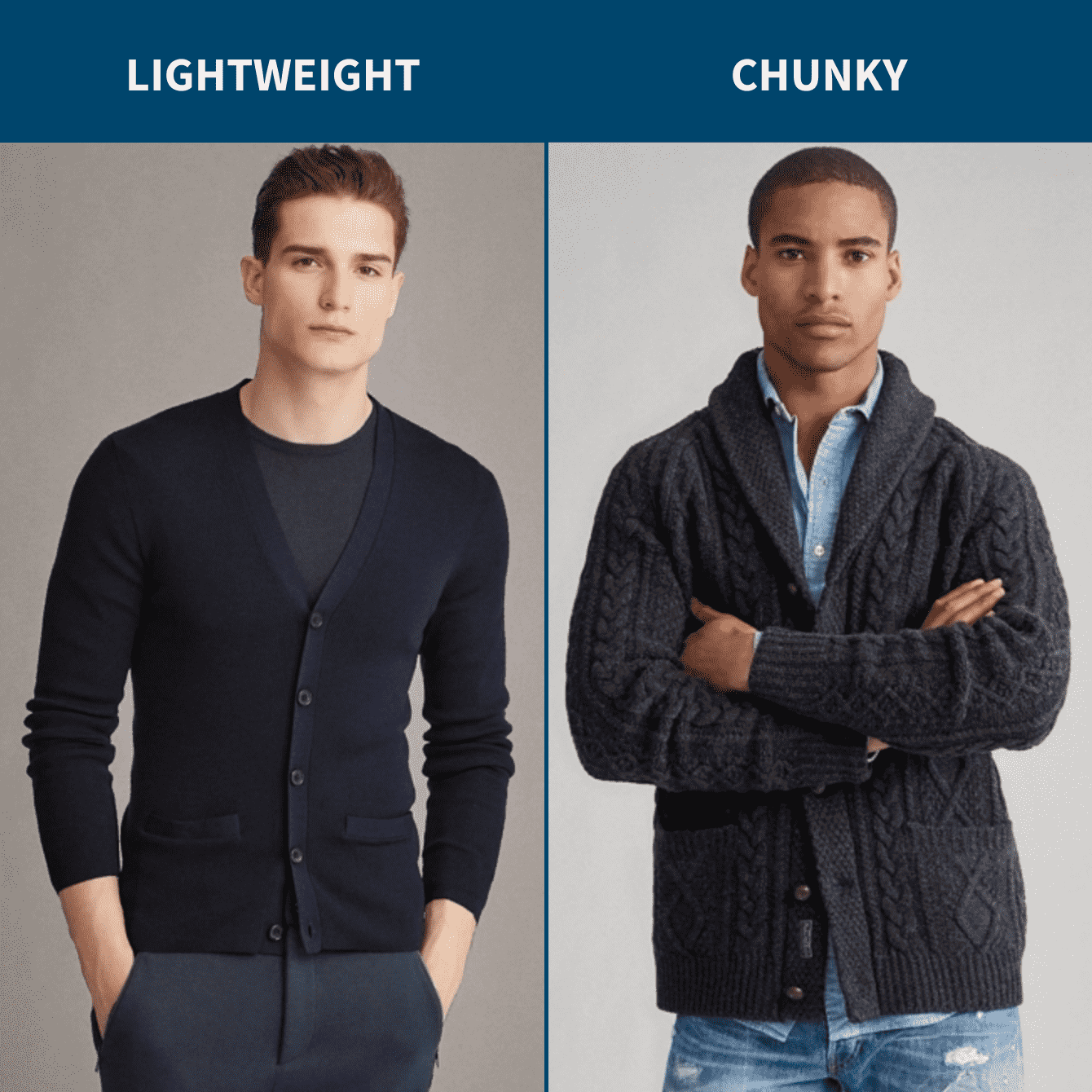 Lightweight vs chunky cardigan