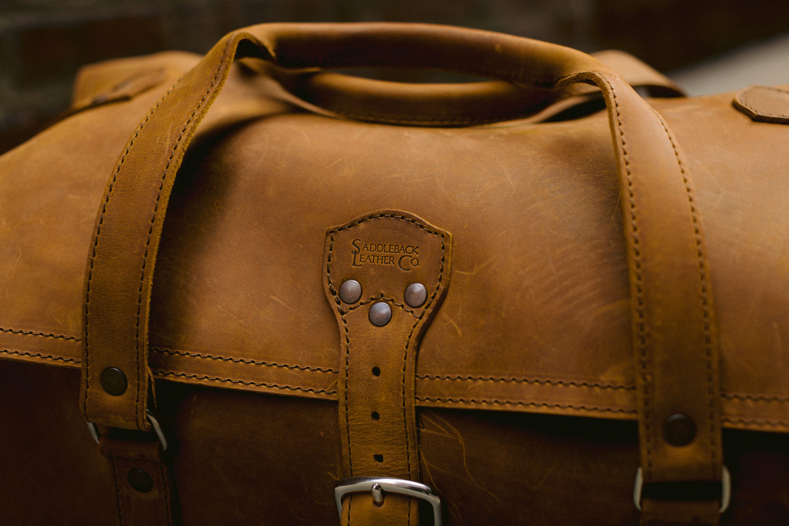 Saddleback duffle up close