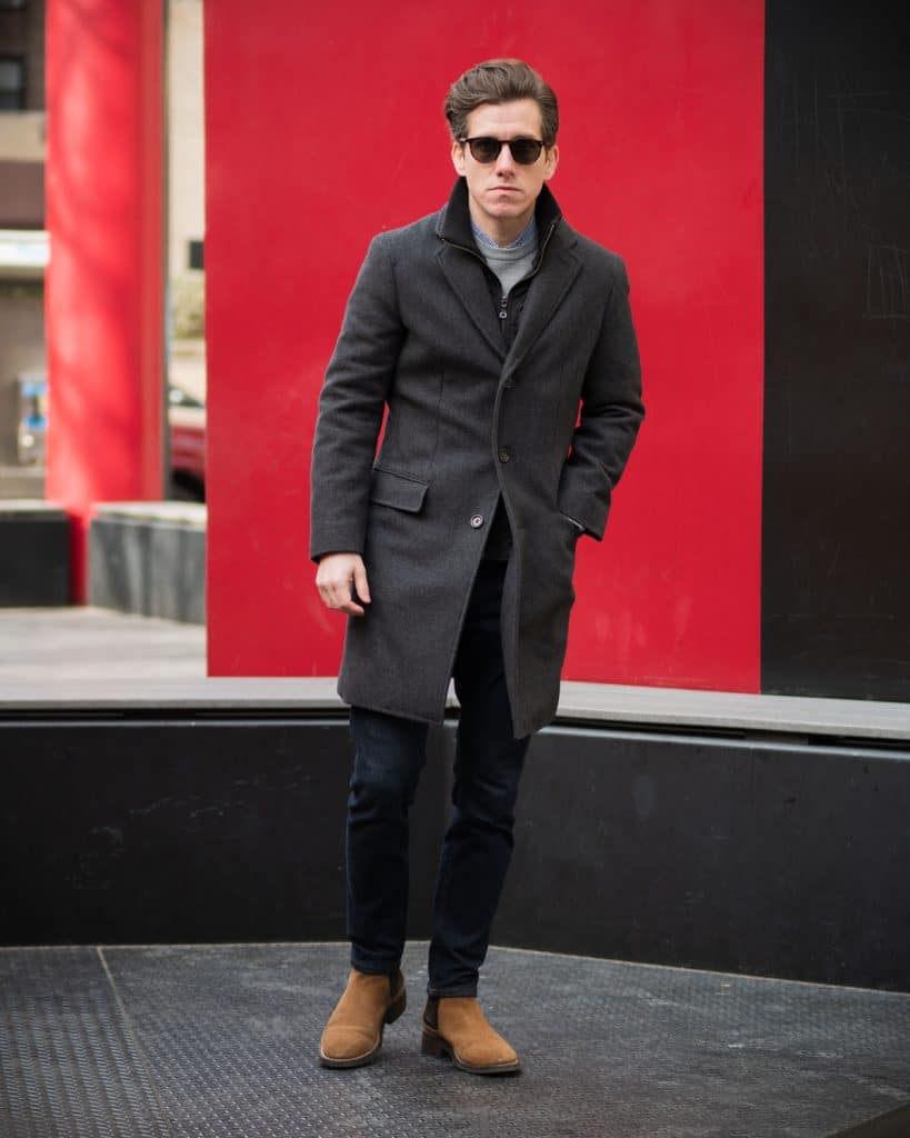 Charcoal Topcoat Jeans Chelsea Boots