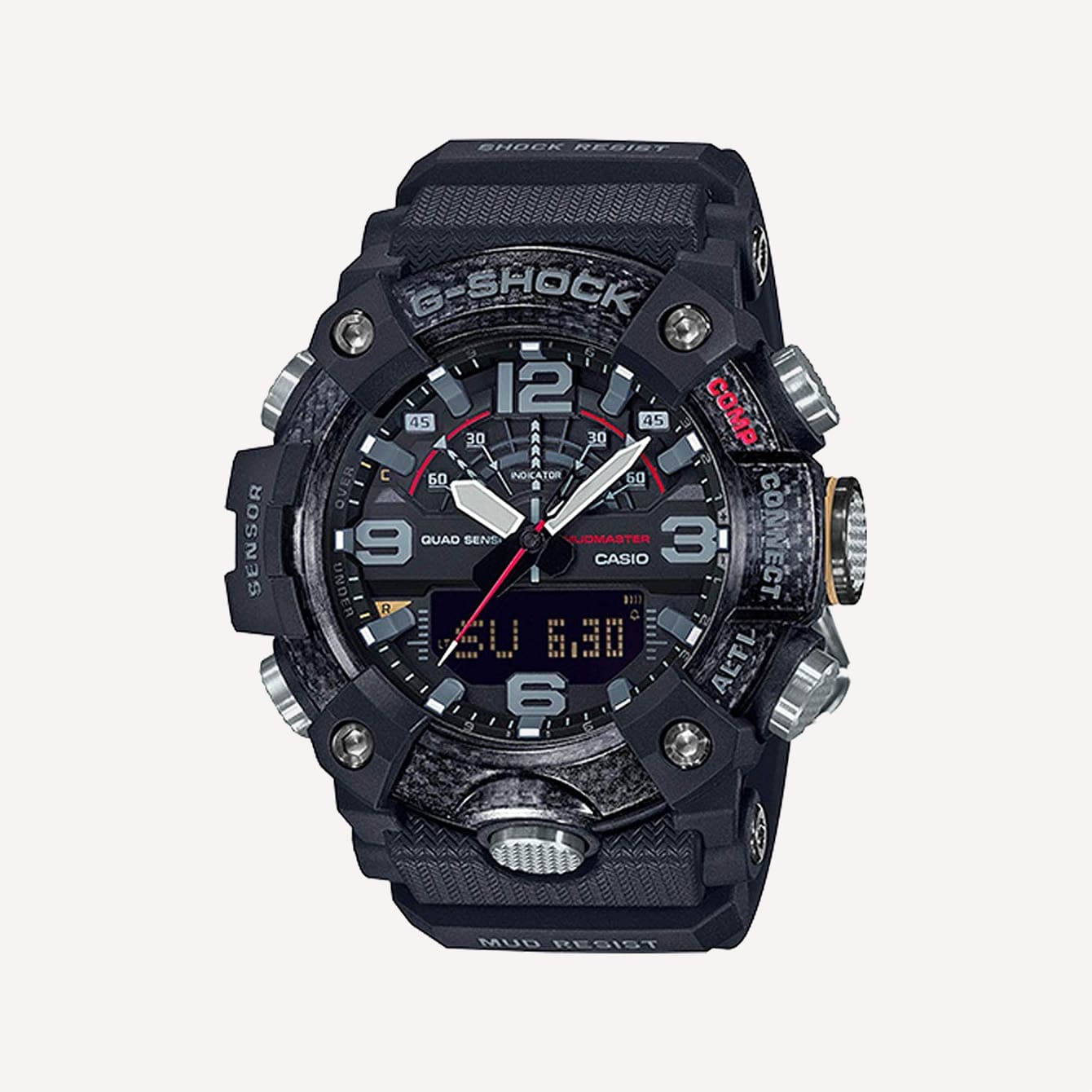 Men s Casio G Shock Master of G Mudmaster Carbon Core Guard Quad Sensor Connected Grey Resin Watch GGB100 1A