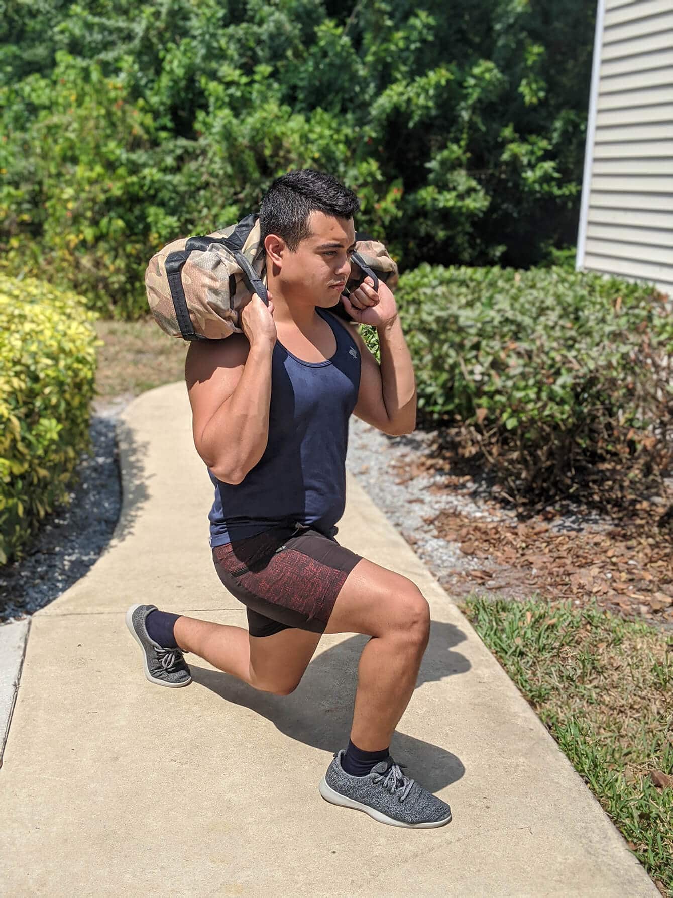 Sandbag over shoulder