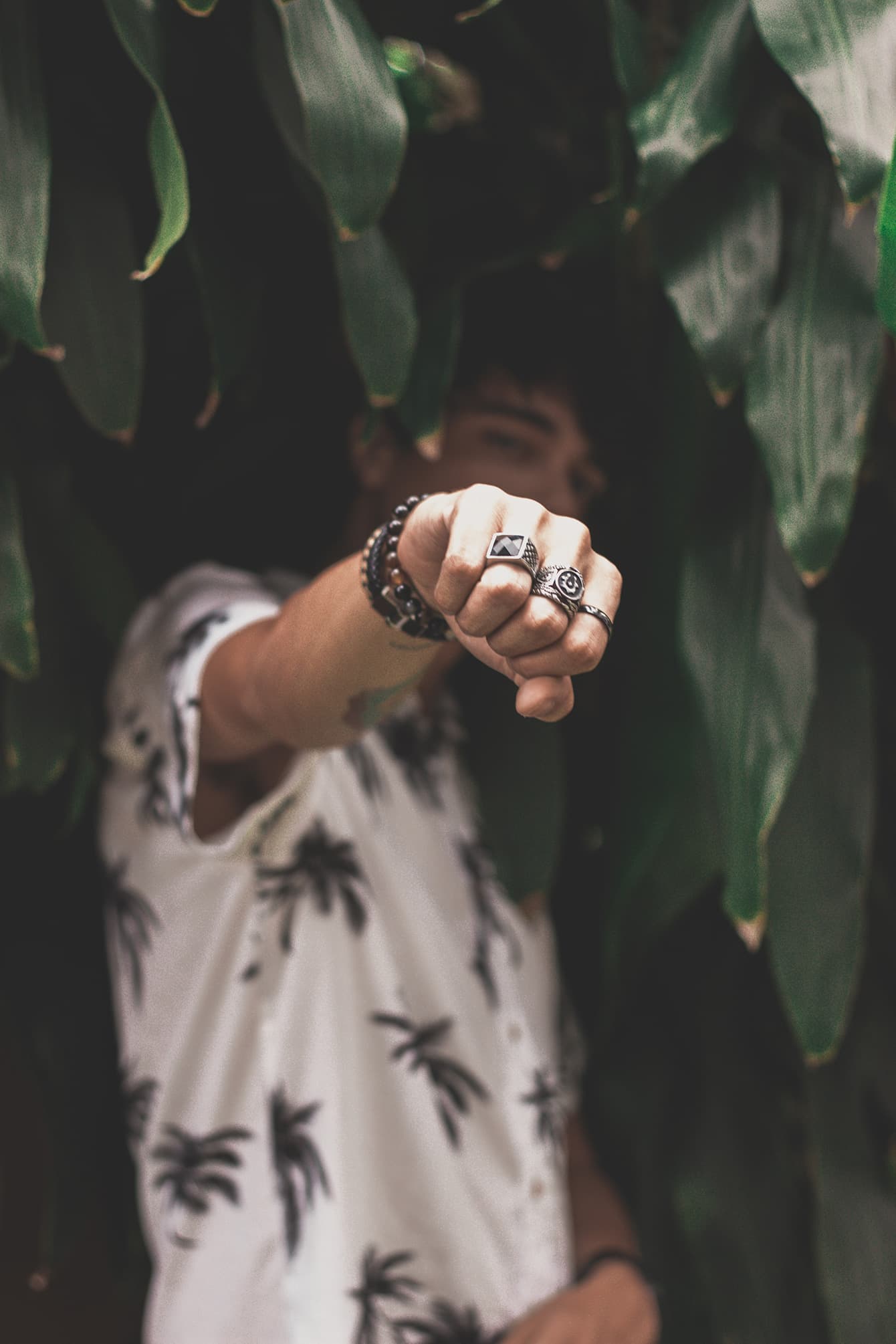 Man wearing three rings