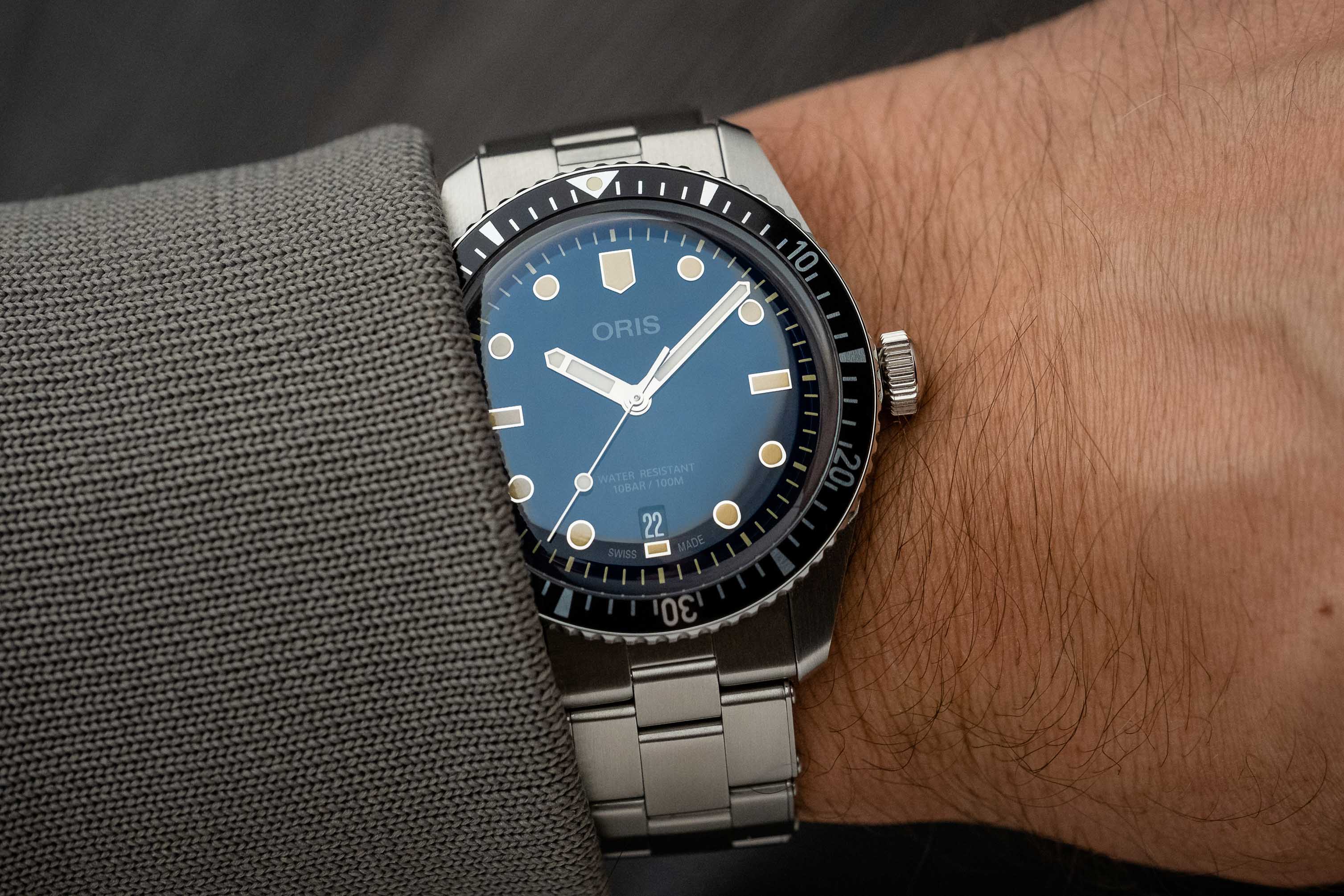 Oris Divers Sixty-Five on a wrist