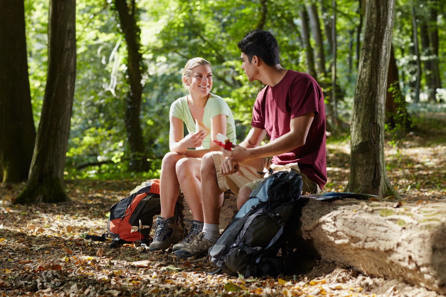 Couple sitting on trunk