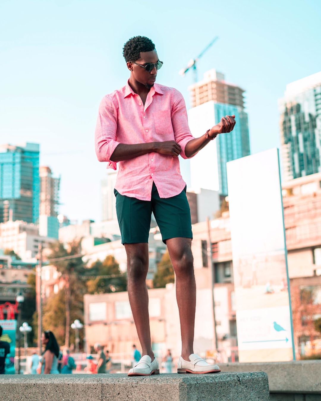 chino shorts with a button up