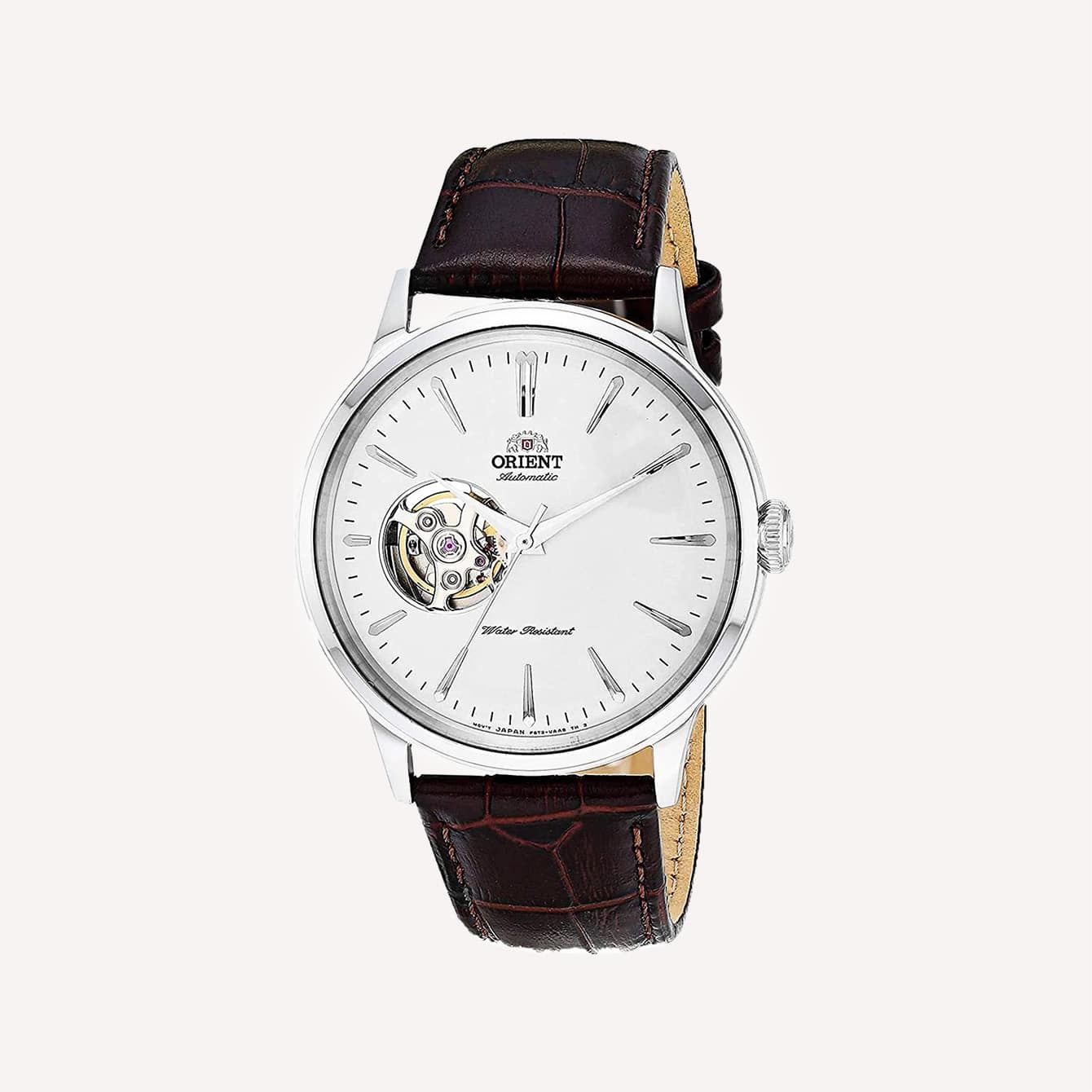 Orient Bambino Open Heart Japanese Automatic Stainless Steel and Leather Dress Watch