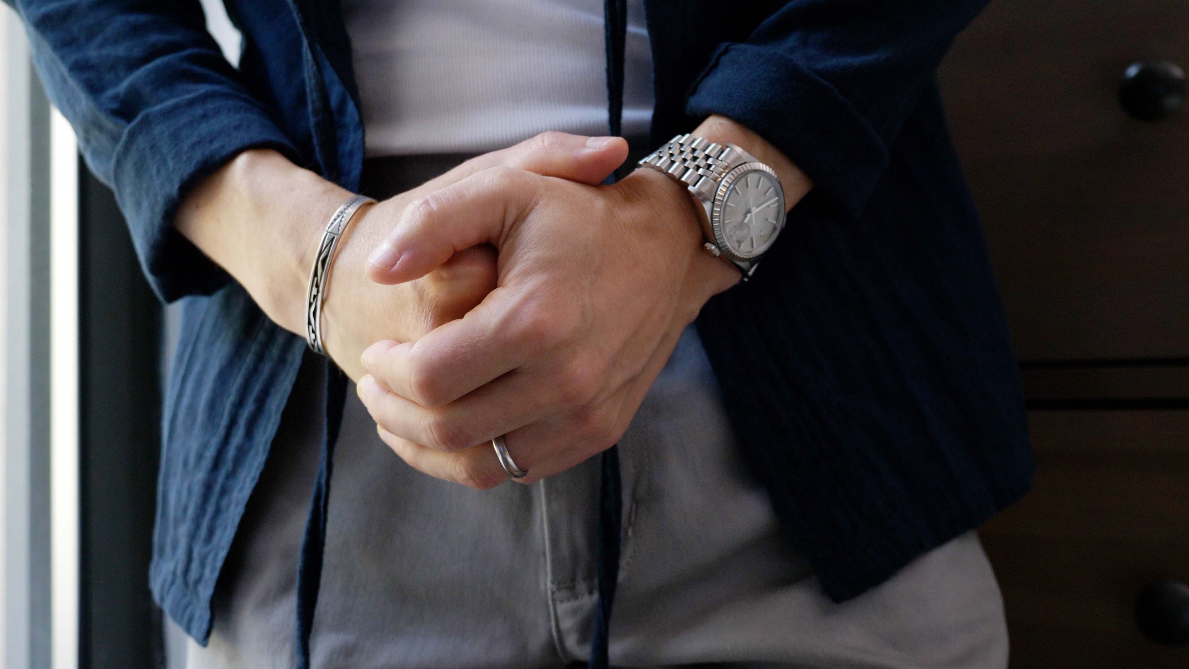 Silver cuff and watch