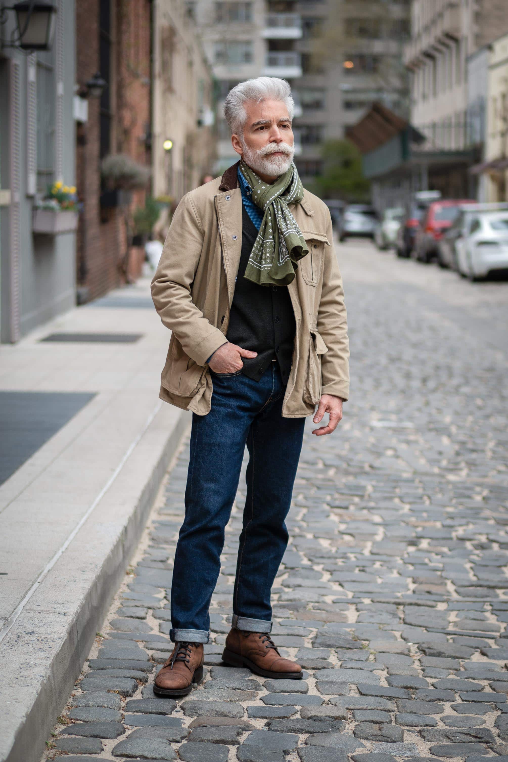 Dark wash jeans and cardigan