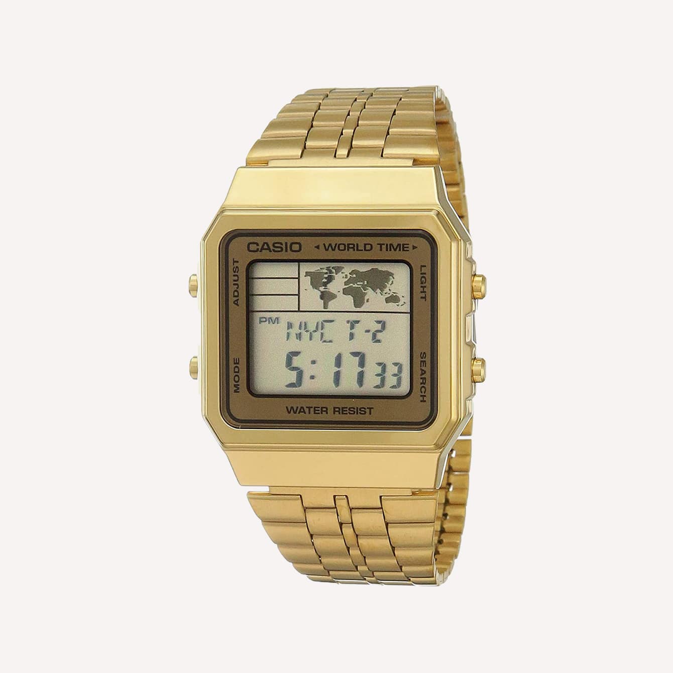 CASIO DIGITAL WORLD TIME A500WGA 9DF STAINLESS STEEL WATCH