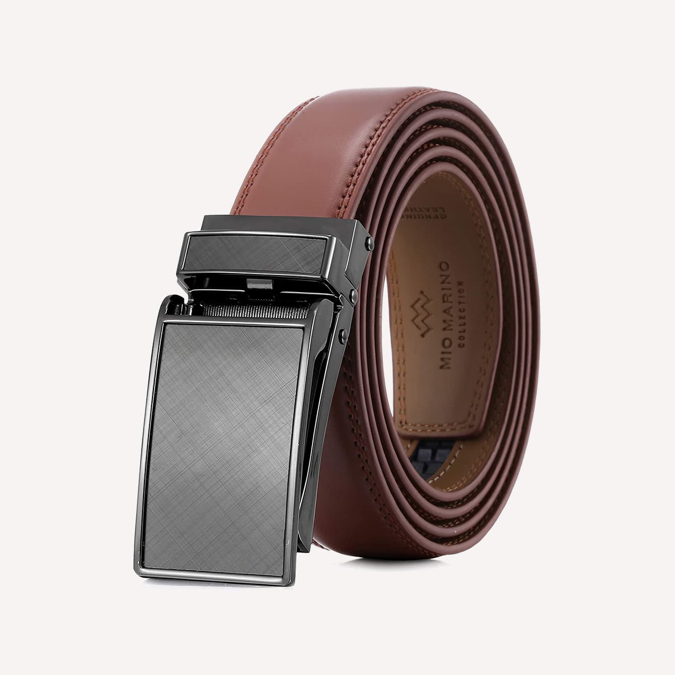 Marino Avenue Mens Genuine Leather Ratchet Dress Belt with Linxx Buckle