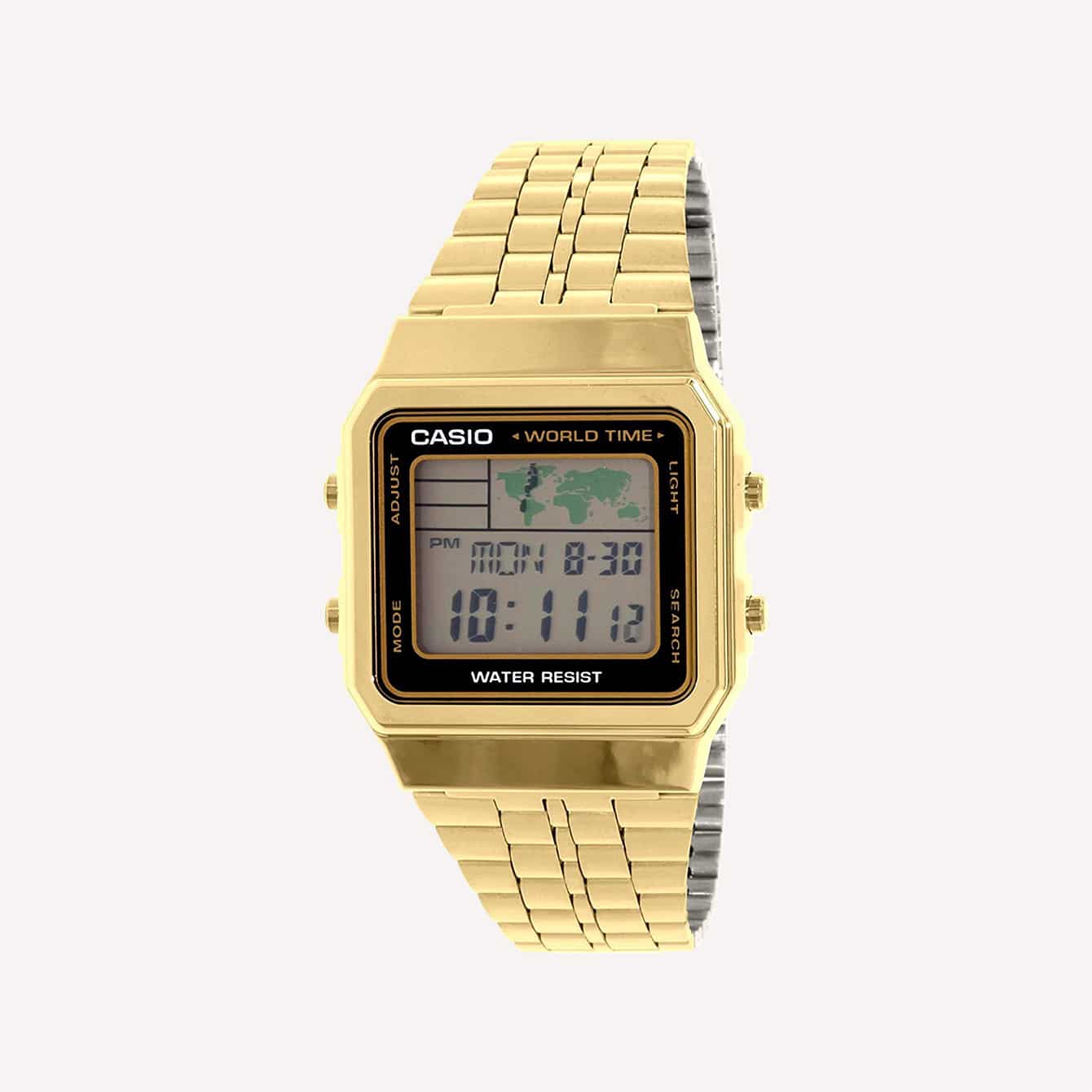 Men s Gold Tone Casio World Time Stainless Steel Watch A5000WGA 1