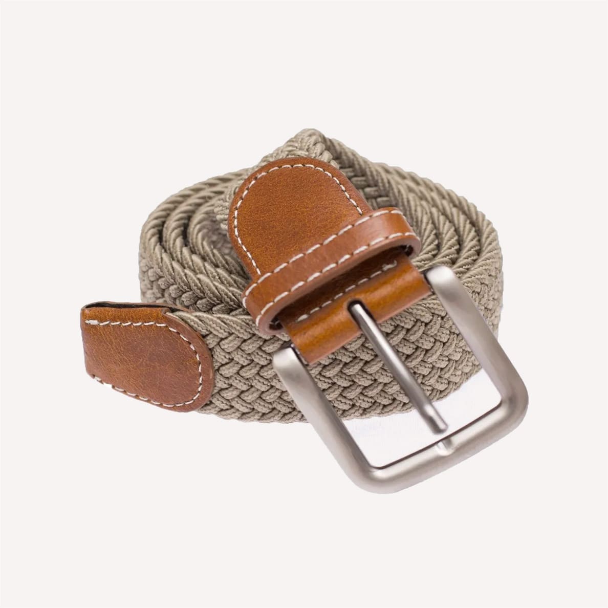 Tie Bar Braided Khaki Belt