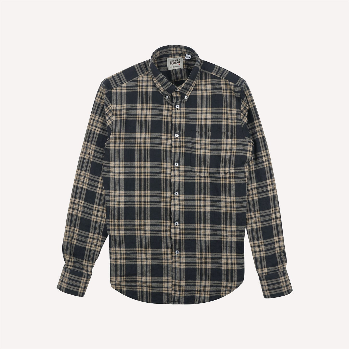 Naked Famous Regular Shirt Soft Tartan Check BlackCream