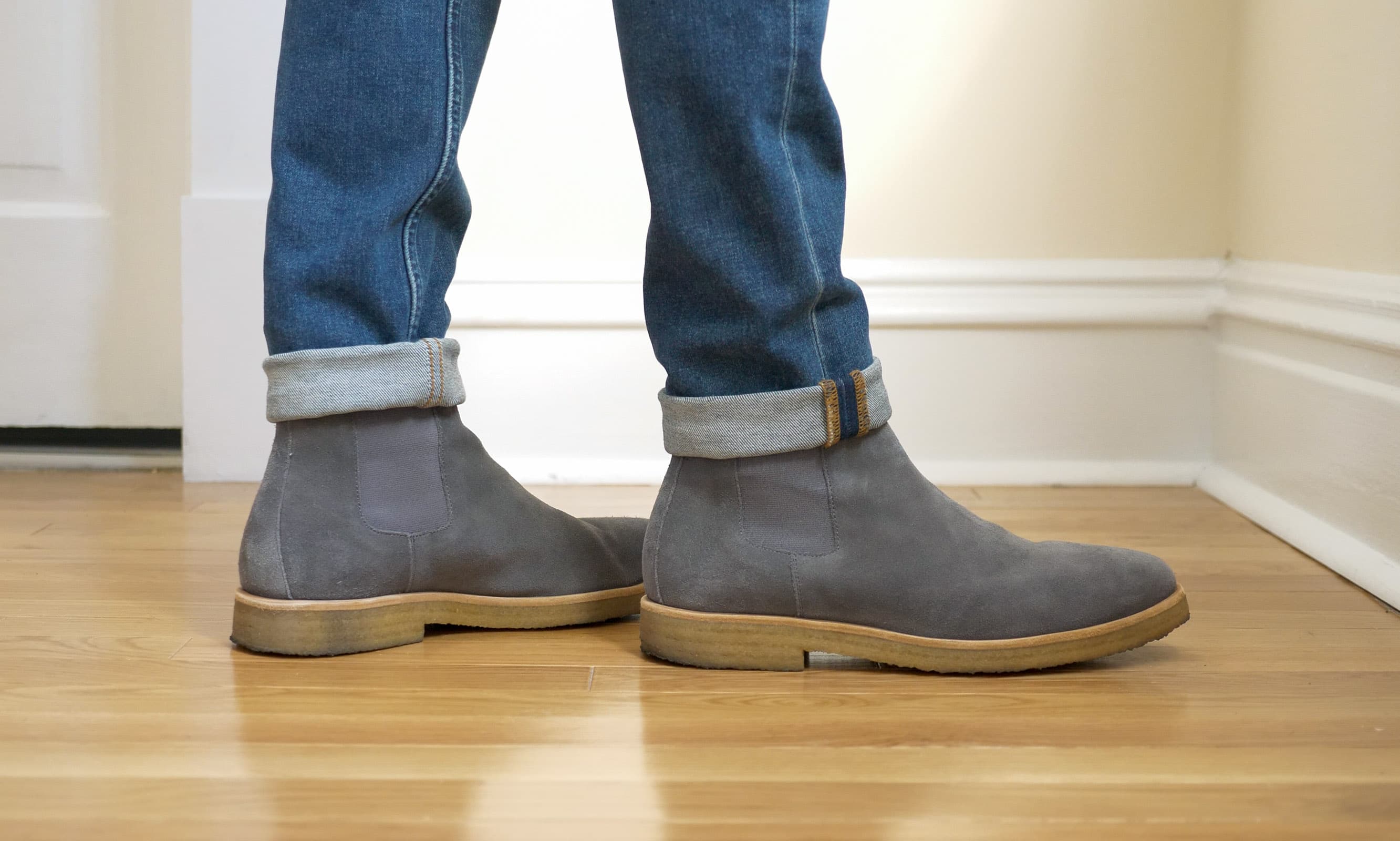 Oliver Cabell Chelsea Boots on feet