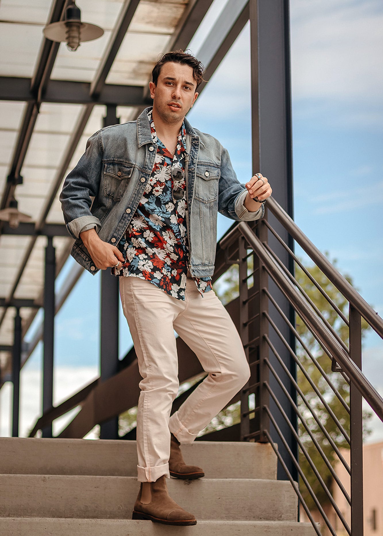 Misc. Image 1 David in floral print and denim jacket