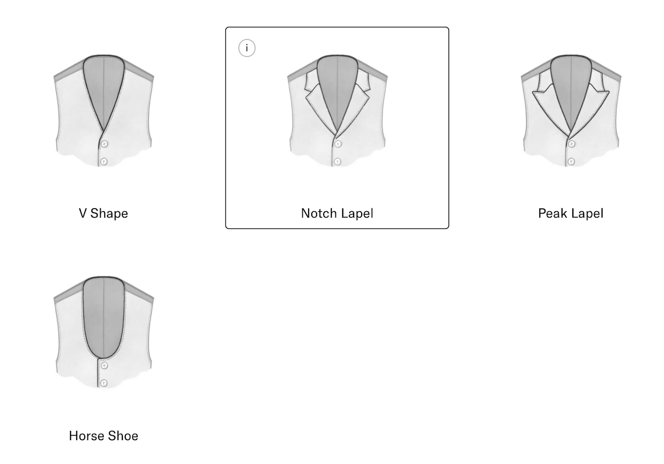 Waistcoat lapel options