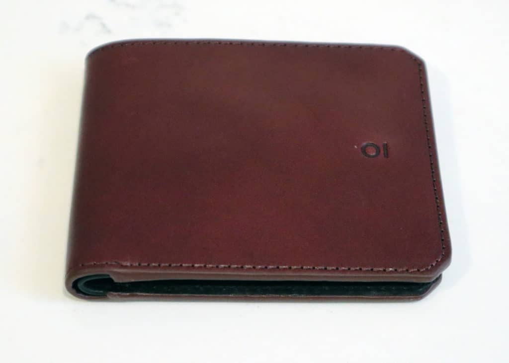 Stuart and Lau's oxblood slim wallet closed