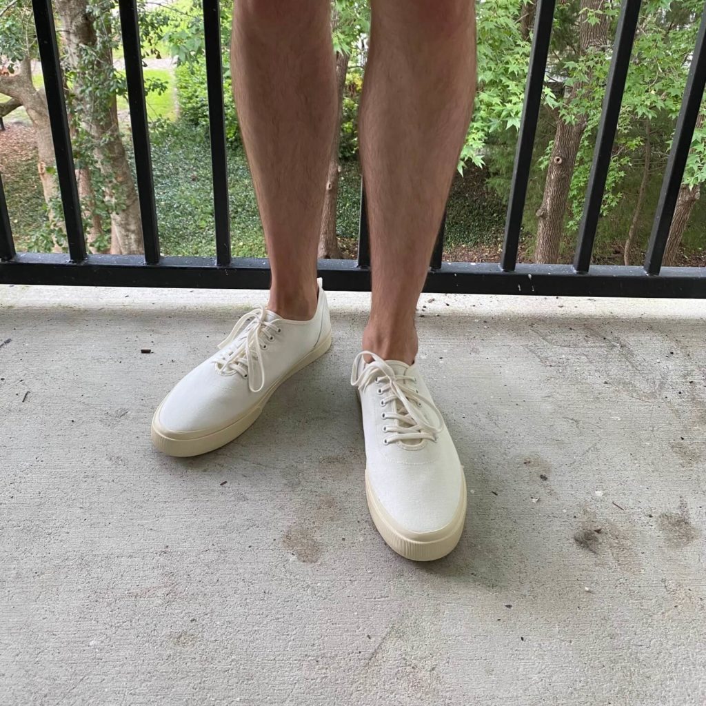 Graham wearing the Everlane Forever Sneaker