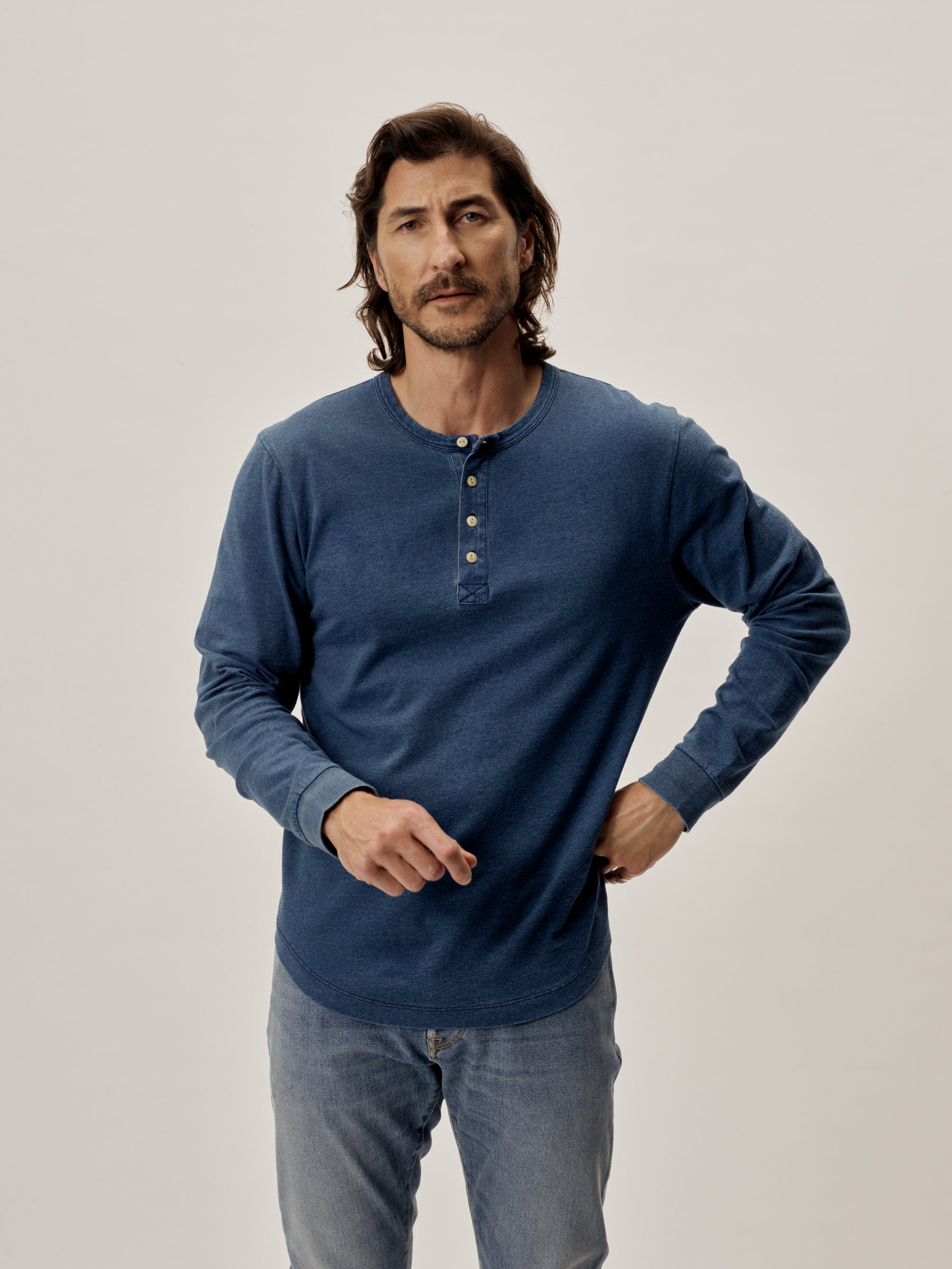 Buckmason Indigo Dipped Henley