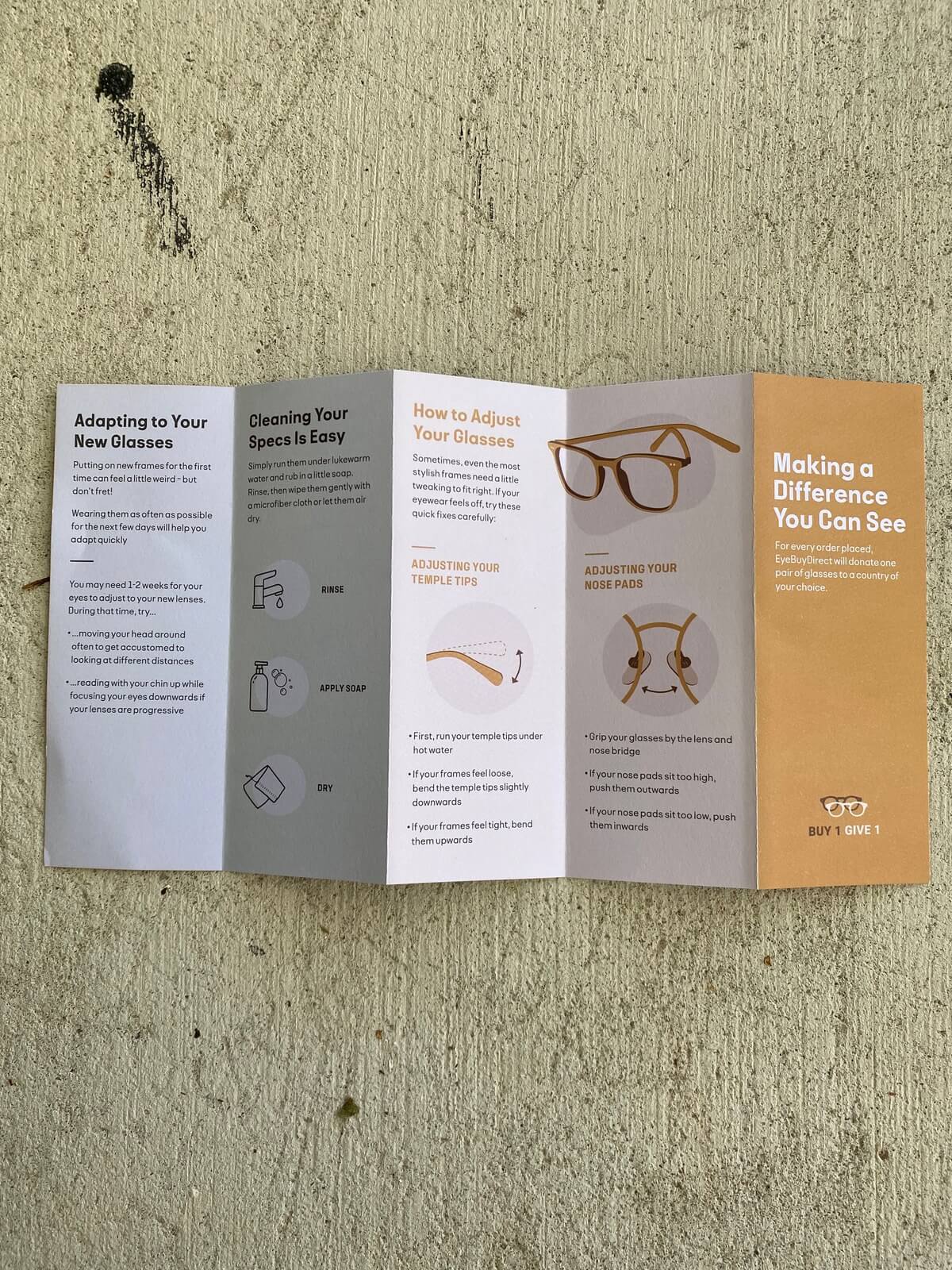 EyeBuyDirect information booklet