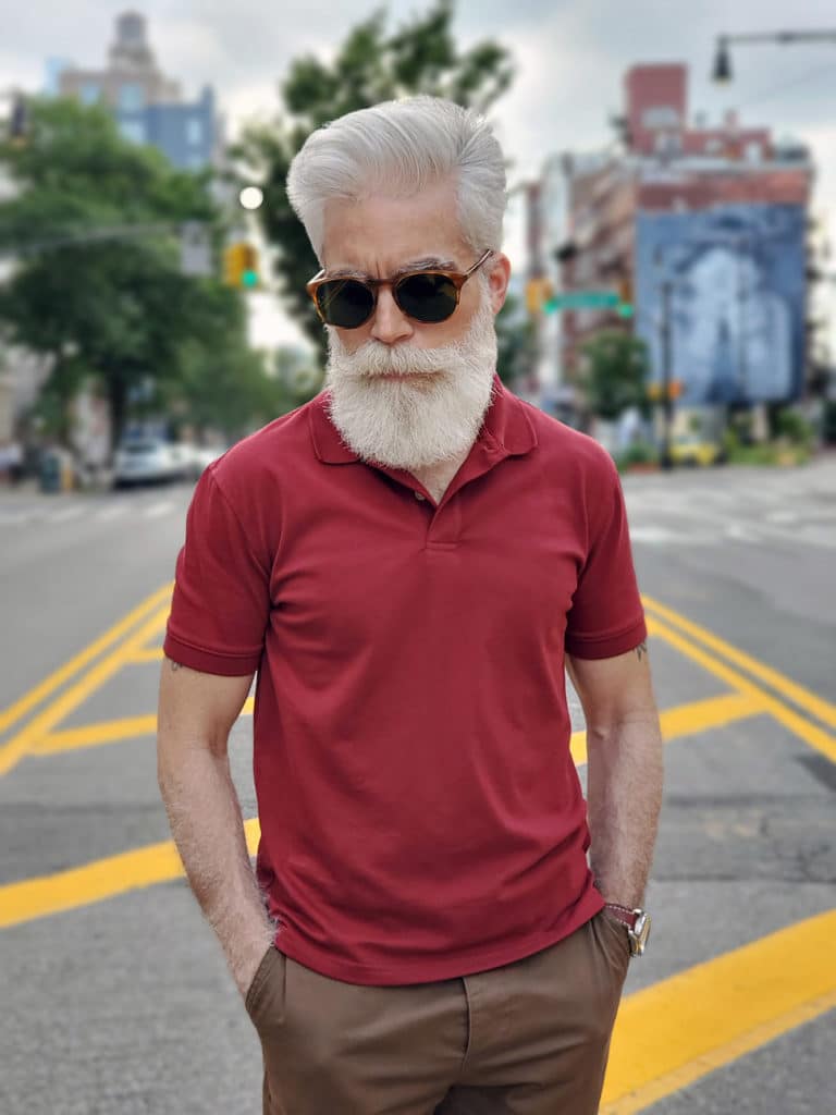 Burgundy Polo with Brown Chinos 2