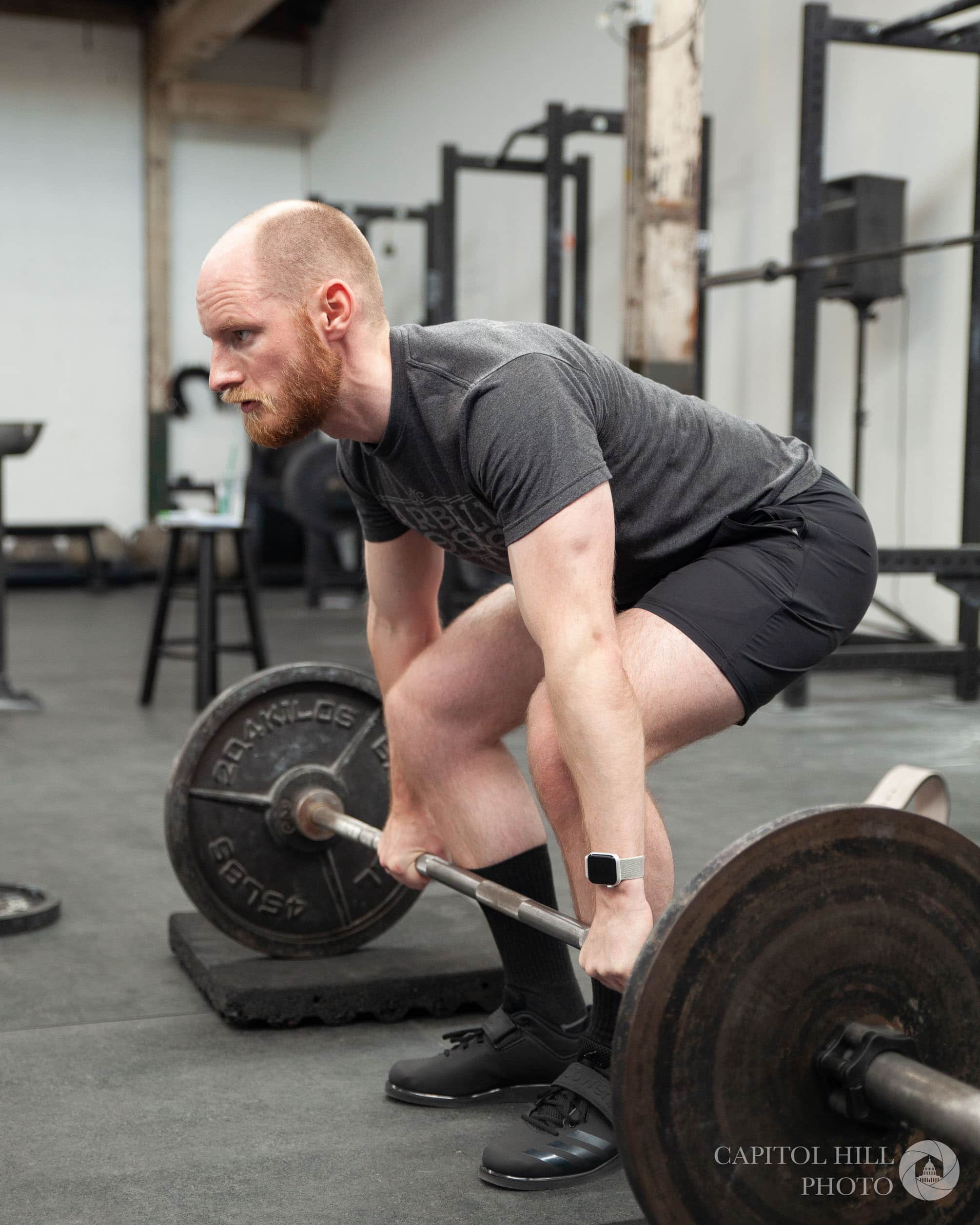 Deadlifting at Fivex3 gym