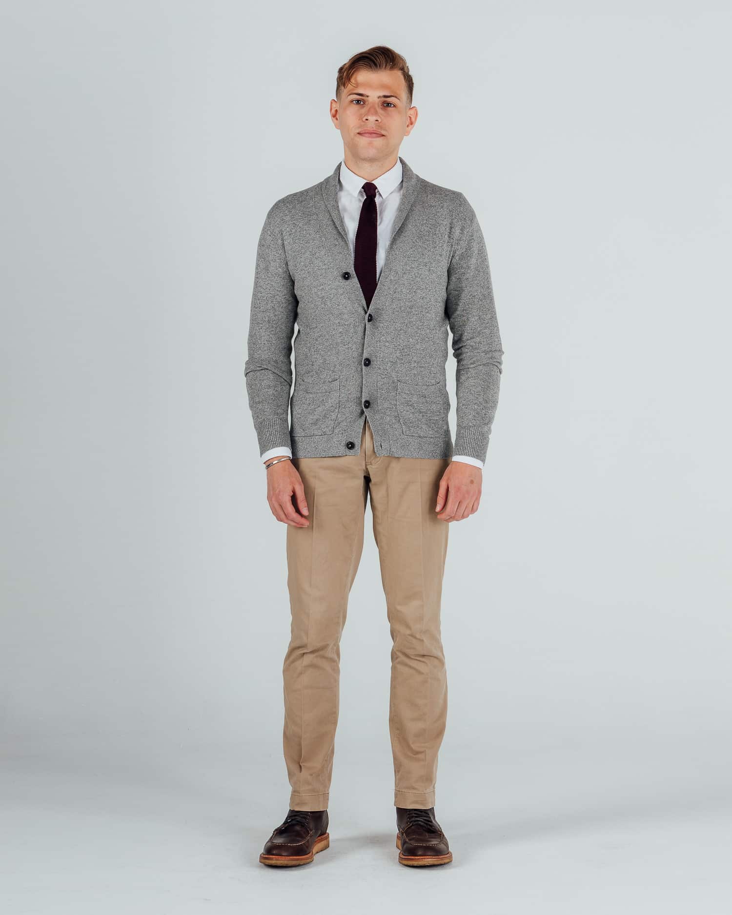 Grey Cardigan Chinos Boots