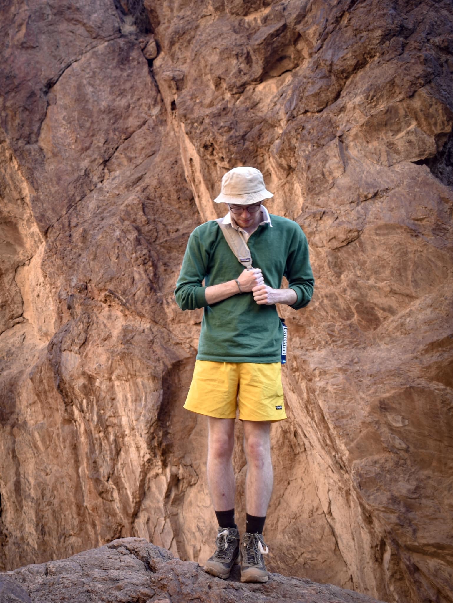 Man wearing Yellow Shorts