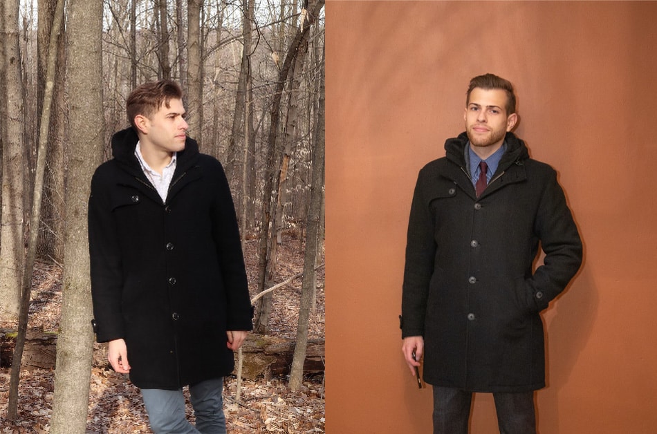 before and after restoring overcoat